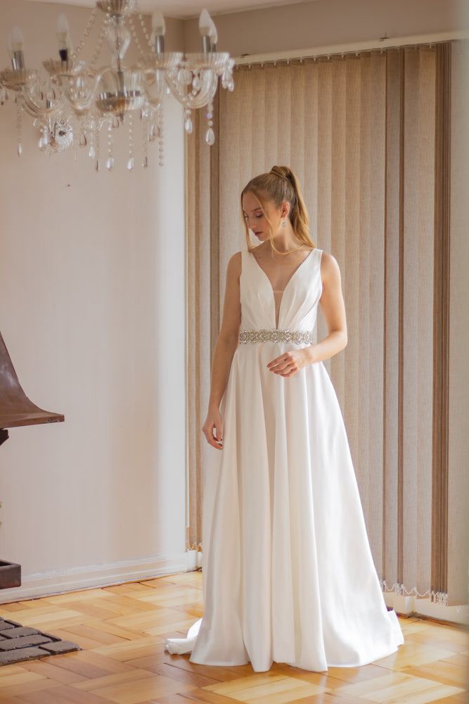 Vestidos Largos Vestidos De Novia De Shantung Shantung Vestido De